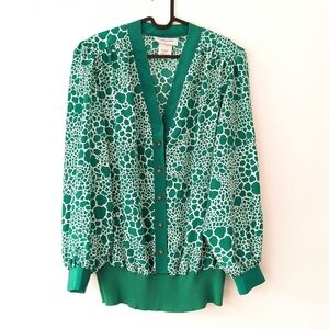 Vintage Funky Shoulder Padded Shiny Cardigan In Size 14